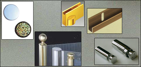 ガラスに付属する金物・室内装備金物・家具金物取扱、ステンレス・アルミ・真鍮製品卸や切断加工・別注製作